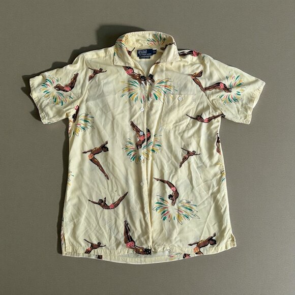 POLO RALPH LAUREN Saranac Camp Diver Short Sleeve Button Down Shirt Size Medium - Picture 1 of 8
